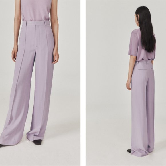 CHICJOC Luxury Italian Viscose Wide-Leg Trousers – LavenderSize 38